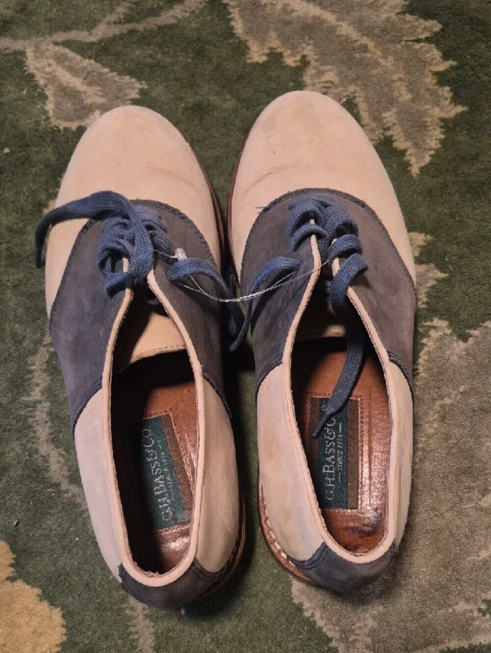 G.H. Bass & Co. Two-Tone Suede Derby Shoes in Blue and Cream